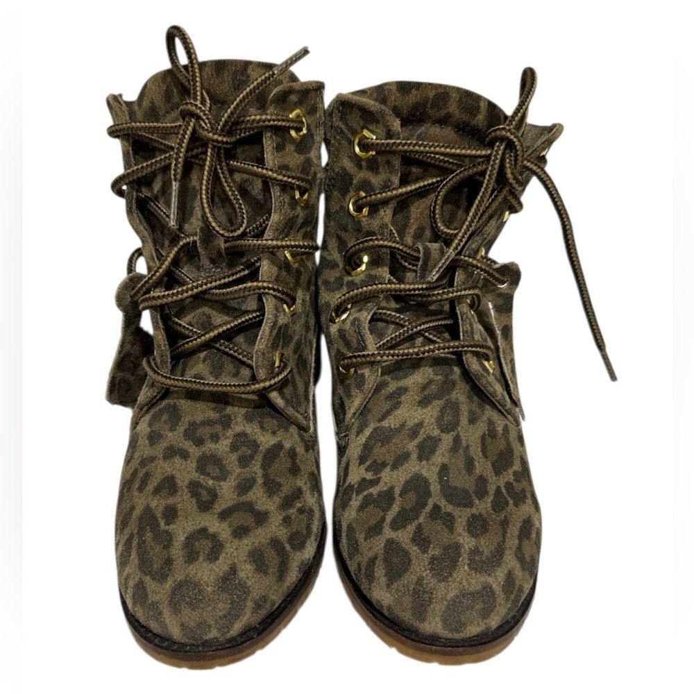 Bronx Leopard Print Combat Boots EUC